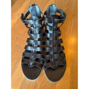 Mossimo Gladiator Black Strappy Sandals Back Zip Sz 9 Stretch Strap New